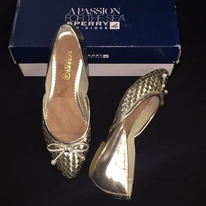 Sperry Top-Sider Morgan platinum gold woven New